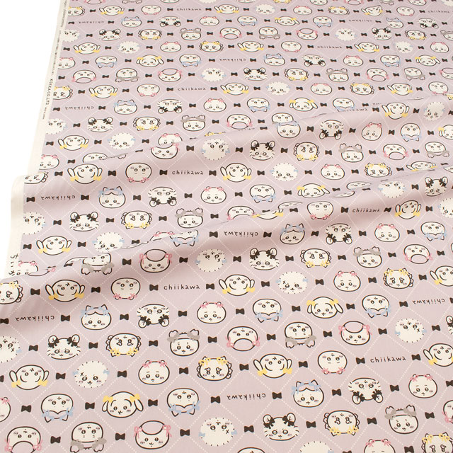 生地 ちいかわ リボン柄/オックス(G2577) 1C.パープル 09Ae99_