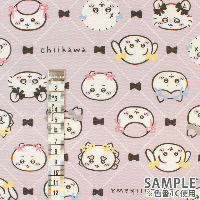 生地 ちいかわ リボン柄/オックス(G2577) 1C.パープル 09Ae99_