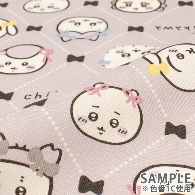 生地 ちいかわ リボン柄/オックス(G2577) 1C.パープル 09Ae99_