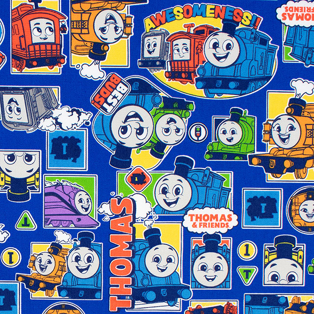 生地 きかんしゃトーマス ステッカー柄/オックス(G-4541) 1A.ブルー 09Ae99_