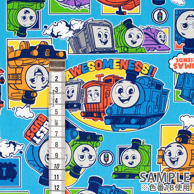 生地 きかんしゃトーマス ステッカー柄/オックス(G-4541) 1A.ブルー 09Ae99_