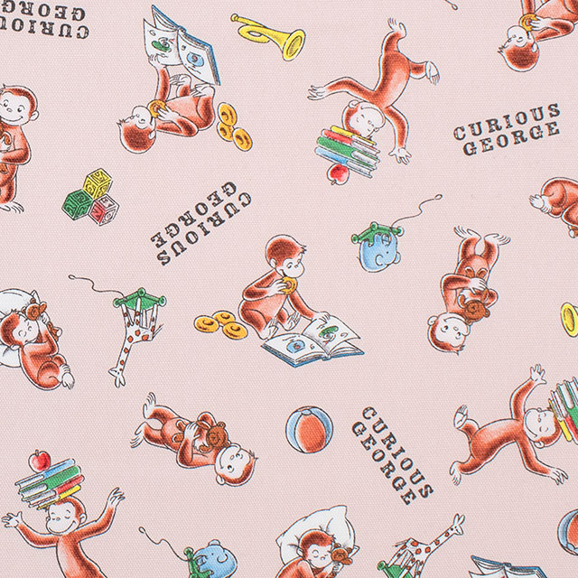 生地 おさるのジョージ ブック柄/オックス(G-4216) 1B.ピンク 09Ae99_