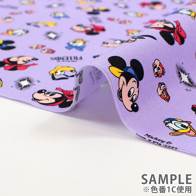 生地 ミッキー&フレンズ フェイス柄/シーチング(G-7440) 1C.パープル 09Ae99_