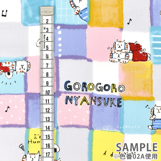 生地 ごろごろにゃんすけ カラフルチェック/オックス(GNFO-02) A.パステル 99Zz99j