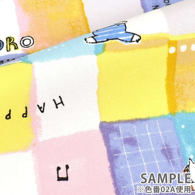 生地 ごろごろにゃんすけ カラフルチェック/オックス(GNFO-02) A.パステル 99Zz99j
