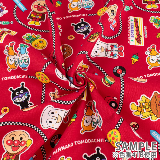 生地 それいけ!アンパンマン/オックス(A2100) 41B.アカ 09Ae99_