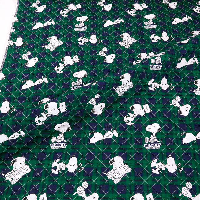 生地 PEANUTS-ピーナッツ- スヌーピー SNチェック/キルティング(634285) GQ.グリーン 09Ae12_
