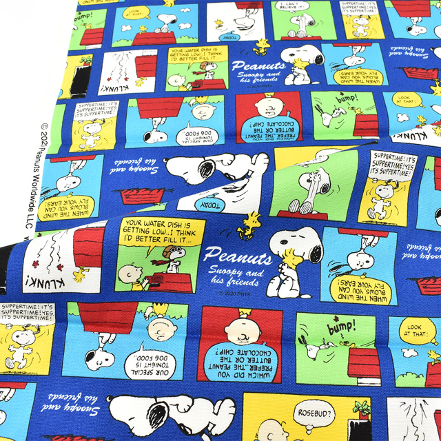 生地 PEANUTS/ピーナッツ SNカラーコミック/オックス 約109cm×100cm 1枚入り(774653) BO.ブルー 99Zz99_