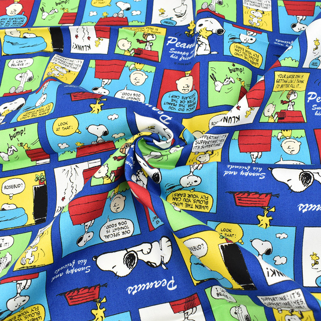 生地 PEANUTS/ピーナッツ SNカラーコミック/オックス 約109cm×100cm 1枚入り(774653) BO.ブルー 99Zz99_