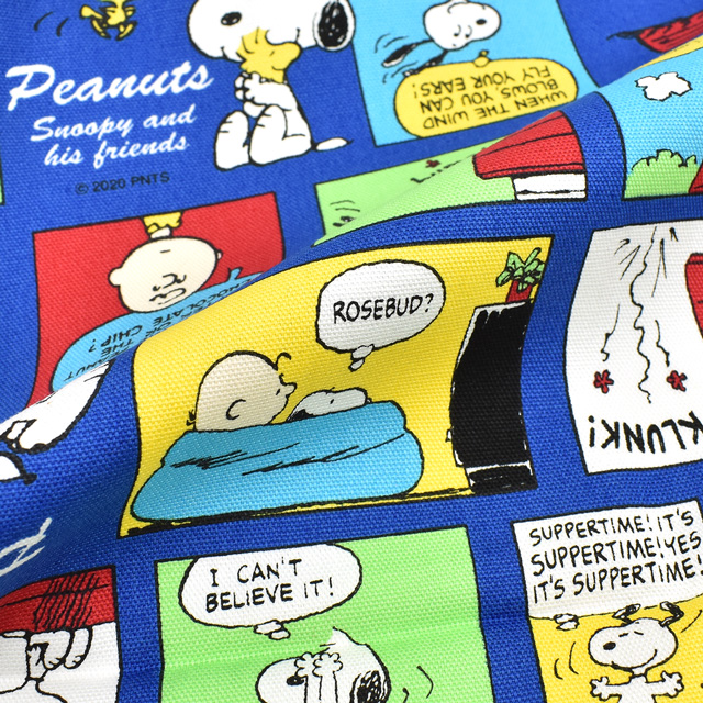 生地 PEANUTS/ピーナッツ SNカラーコミック/オックス 約109cm×100cm 1枚入り(774653) BO.ブルー 99Zz99_