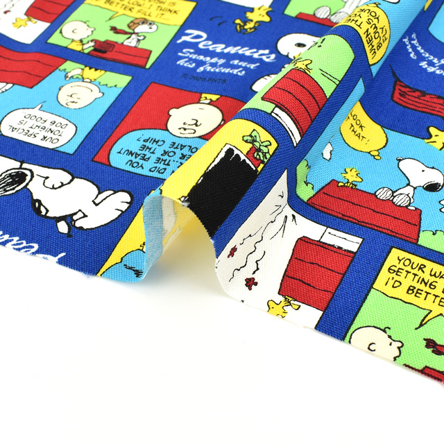 生地 PEANUTS/ピーナッツ SNカラーコミック/オックス 約109cm×100cm 1枚入り(774653) BO.ブルー 99Zz99_