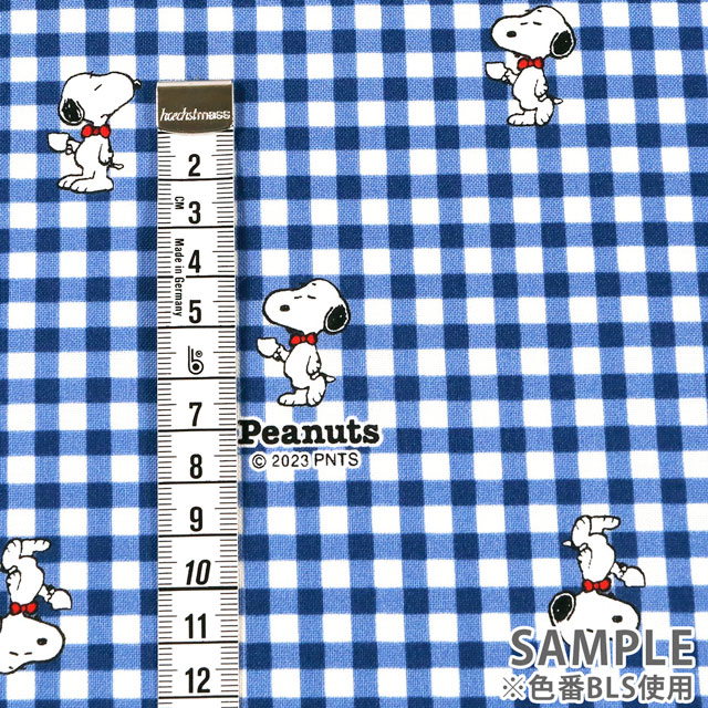 生地 PEANUTS/ピーナッツ スヌーピー SNギンガム/シーチング(814052) BLS.ブルー 99Zz99_