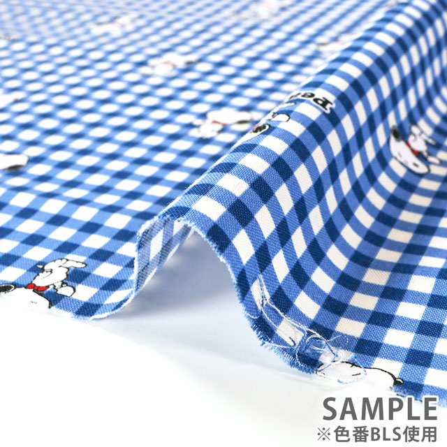 生地 PEANUTS/ピーナッツ スヌーピー SNギンガム/シーチング(814052) BLS.ブルー 99Zz99_