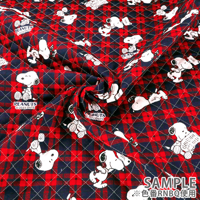 生地 PEANUTS-ピーナッツ- スヌーピー SNチェック/キルティング(814083) RNBQ.レッド 99Zz99_