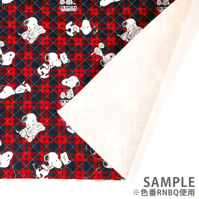 生地 PEANUTS-ピーナッツ- スヌーピー SNチェック/キルティング(814083) RNBQ.レッド 99Zz99_
