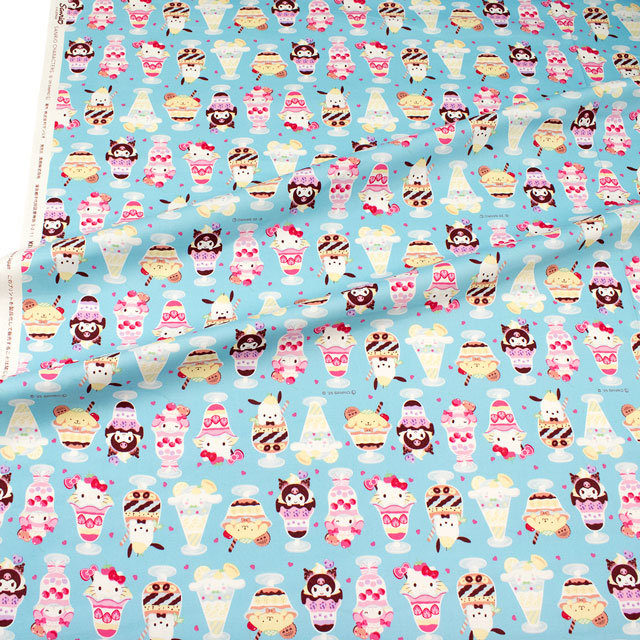 生地 サンリオキャラクターズ ミックスパフェ/オックス(830427) BO.ブルー 09Ae99_