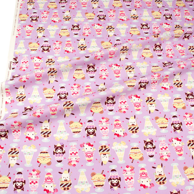 生地 サンリオキャラクターズ ミックスパフェ/オックス(830434) MO.ラベンダー 09Ae99_