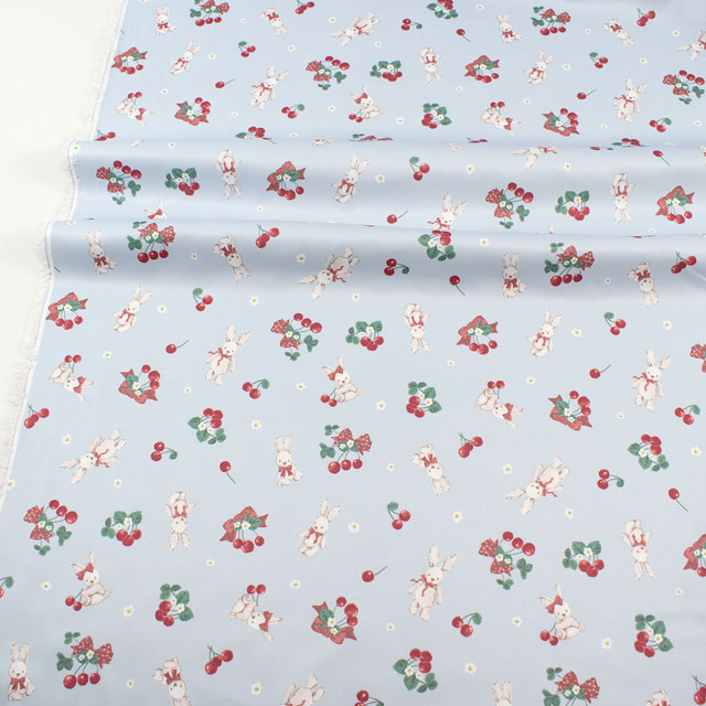 生地 クラシカルモダン ラビットチェリー/ツイル(CMOF-77) BLGRY.ブルーグレー 09Ae99_