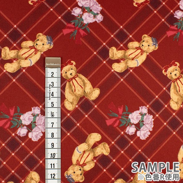 生地 クラシカルモダン あこがれくま/ツイル(CMOF-78) R.レッド 09Ae99_
