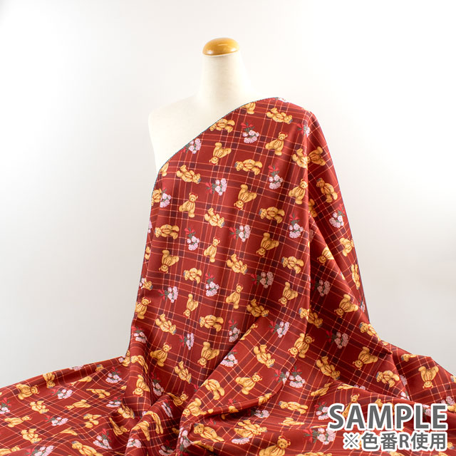 生地 クラシカルモダン あこがれくま/ツイル(CMOF-78) R.レッド 09Ae99_