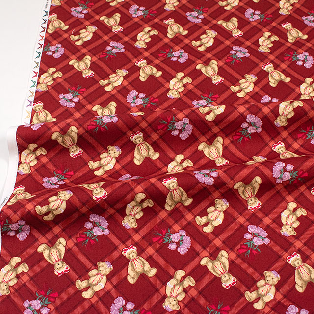 生地 クラシカルモダン あこがれくま/オックス(CMOF-83) R.レッド 09Ae99_