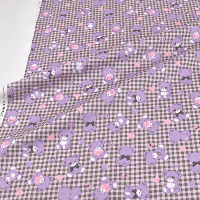 生地 クラシカルモダン 病みクマ/オックス(CMOF-73) VP.ピンク/バイオレット 99Zz99_