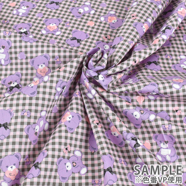 生地 クラシカルモダン 病みクマ/オックス(CMOF-73) VP.ピンク/バイオレット 99Zz99_