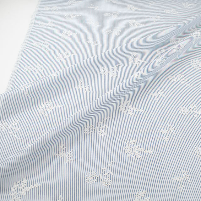 生地 綿ストライプ地エンブレース(AL1213) 1.ブルー 10Ac04_