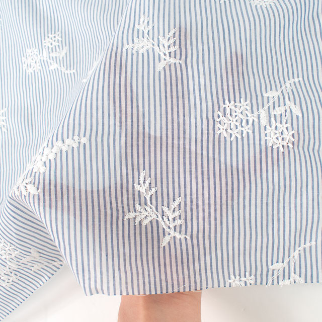 生地 綿ストライプ地エンブレース(AL1213) 1.ブルー 10Ac04_