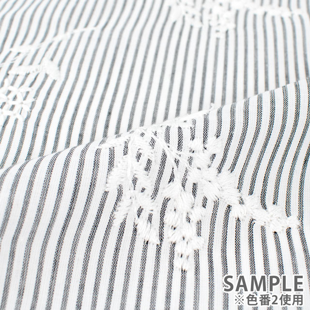 生地 綿ストライプ地エンブレース(AL1213) 1.ブルー 10Ac04_