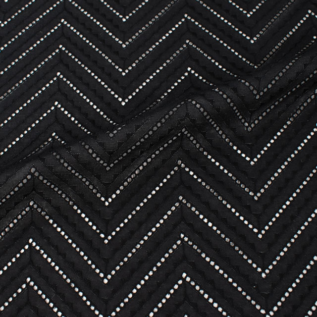 生地 綿エンブレース 幾何学模様(AL1207) 99.ブラック 10Ac04_