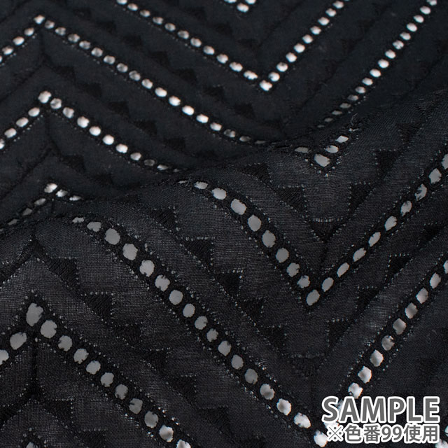 生地 綿エンブレース 幾何学模様(AL1207) 99.ブラック 10Ac04_