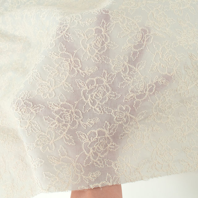 生地 綿レース バラ柄(2112034) 8.グレーベージュ 10Ac04_