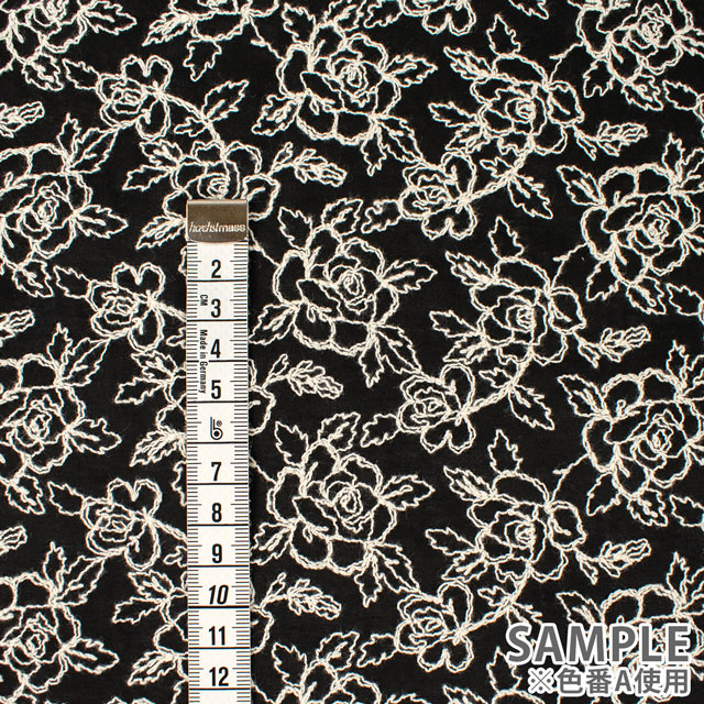 生地 綿レース バラ柄(2112034) 8.グレーベージュ 10Ac04_