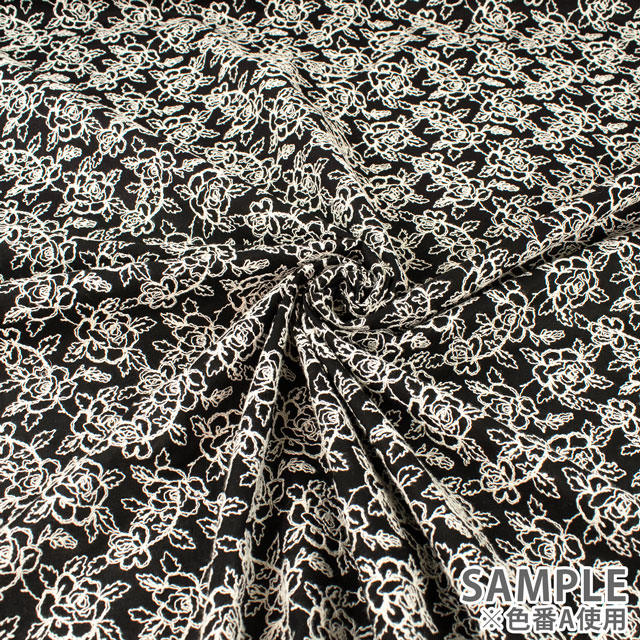 生地 綿レース バラ柄(2112034) 8.グレーベージュ 10Ac04_