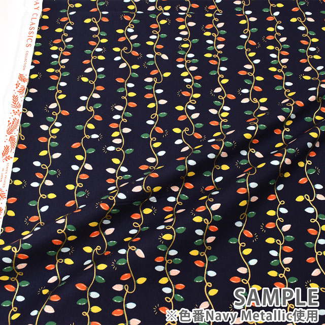 生地 COTTON+STEEL-コットンアンドスティール- Holiday Lights ホリデイ・ライツ(RP608-NA1M) ネイビー・メタリック 09Ac05_