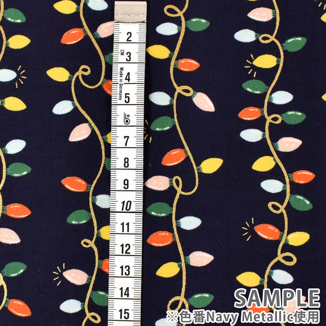 生地 COTTON+STEEL-コットンアンドスティール- Holiday Lights ホリデイ・ライツ(RP608-NA1M) ネイビー・メタリック 09Ac05_