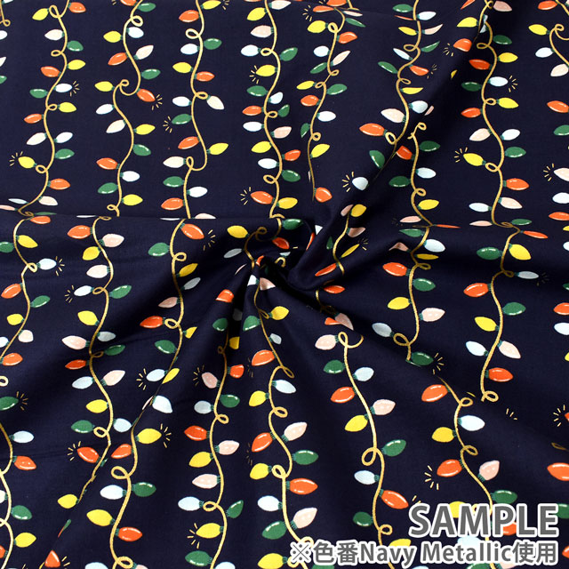 生地 COTTON+STEEL-コットンアンドスティール- Holiday Lights ホリデイ・ライツ(RP608-NA1M) ネイビー・メタリック 09Ac05_