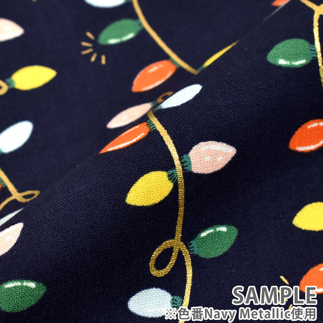 生地 COTTON+STEEL-コットンアンドスティール- Holiday Lights ホリデイ・ライツ(RP608-NA1M) ネイビー・メタリック 09Ac05_