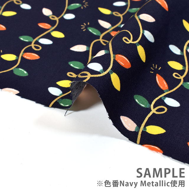 生地 COTTON+STEEL-コットンアンドスティール- Holiday Lights ホリデイ・ライツ(RP608-NA1M) ネイビー・メタリック 09Ac05_