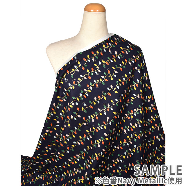 生地 COTTON+STEEL-コットンアンドスティール- Holiday Lights ホリデイ・ライツ(RP608-NA1M) ネイビー・メタリック 09Ac05_