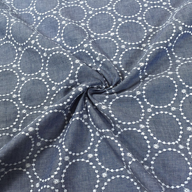 生地 先染めダンガリーレース サークル(D10509) N3. 99Zz99_