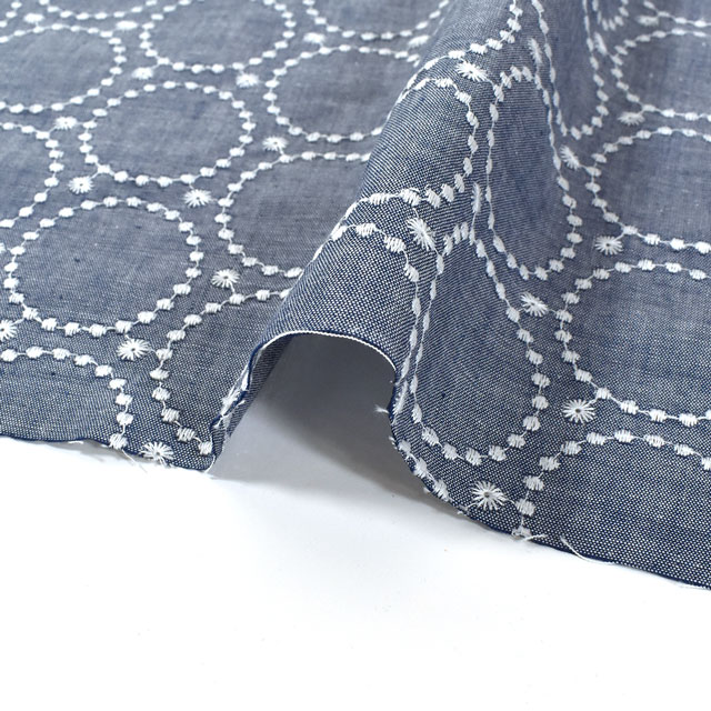 生地 先染めダンガリーレース サークル(D10509) N3. 99Zz99_