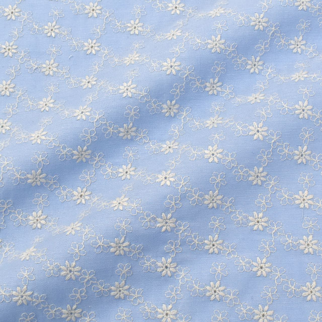 生地 先染めダンガリーレース(D2041087) N12.薄水色 99Zz99_