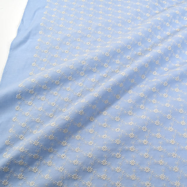 生地 先染めダンガリーレース(D2041087) N12.薄水色 99Zz99_