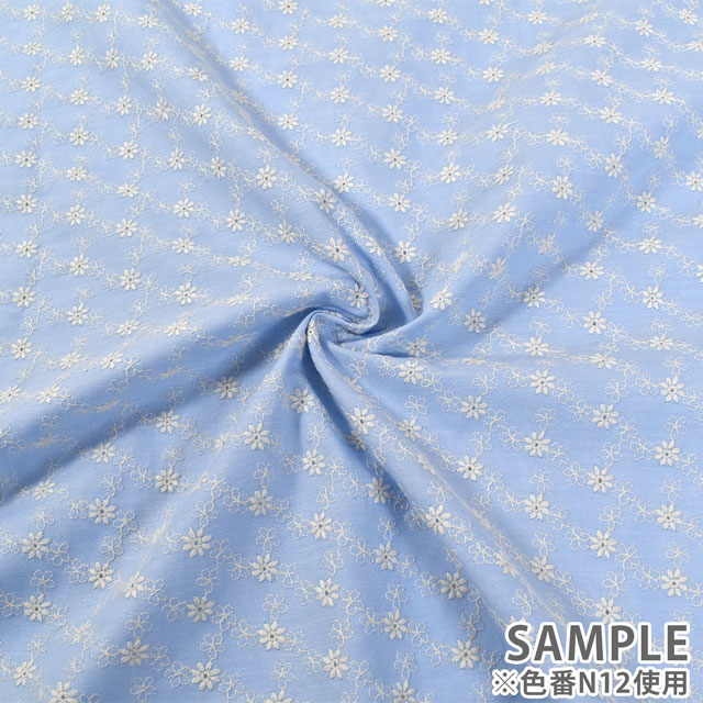 生地 先染めダンガリーレース(D2041087) N12.薄水色 99Zz99_