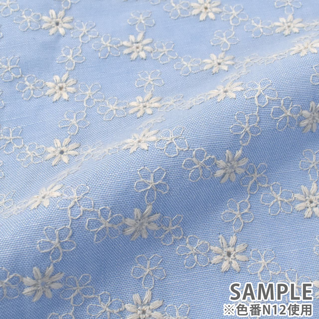 生地 先染めダンガリーレース(D2041087) N12.薄水色 99Zz99_