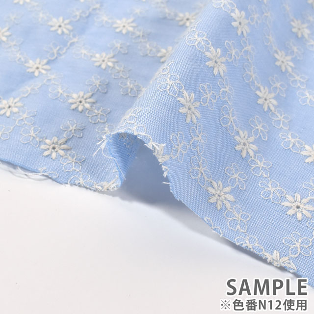 生地 先染めダンガリーレース(D2041087) N12.薄水色 99Zz99_