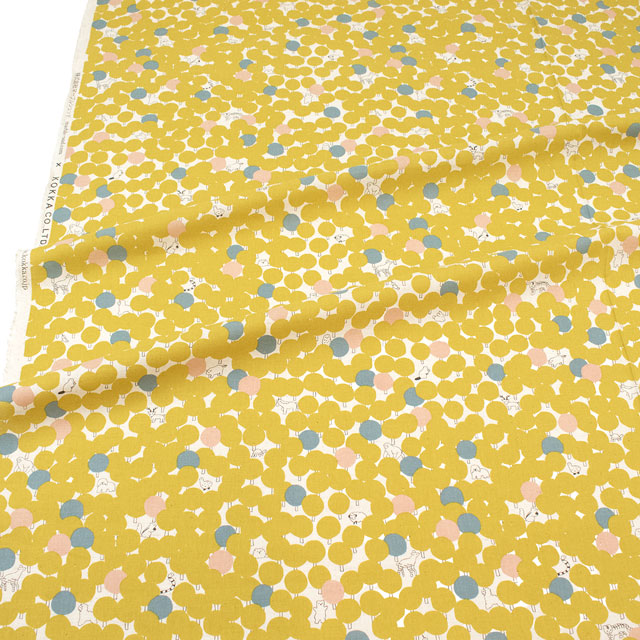 生地 Marble SUD-マーブルシュッド- tree dot/綿麻シーチング(EGX-8502) 2D.イエロー 09Ac04_