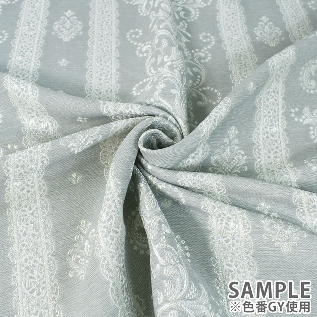 生地 ポリエステルジャガード ダマスクライン柄(ESO2690) GY.グレー 09Cr40_